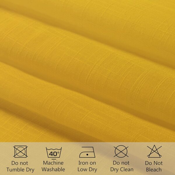 Stylish Mustard Yellow Cotton Linen Sheer Curtains with Eyelet Rings for Doors - Image 5