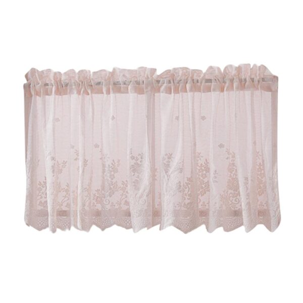 Benix Embroidered Pink Voile Sheer Curtain Valance for Stylish Home Decor - Image 2