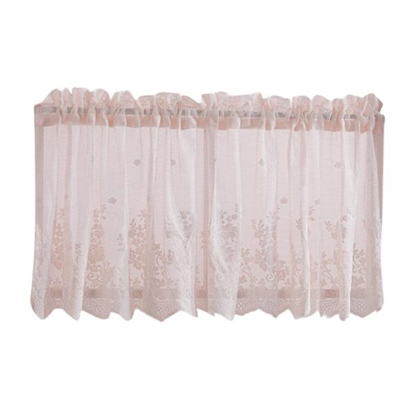 Benix Embroidered Pink Voile Sheer Curtain Valance for Stylish Home Decor - Image 3