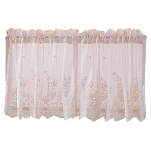 Benix Embroidered Pink Voile Sheer Curtain Valance for Stylish Home Decor - Image 4