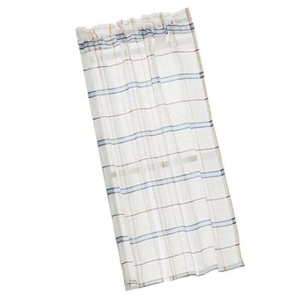 Rod Pocket Checked Linen Window Curtain Valance in Blue - 74x90cm Size - Image 7