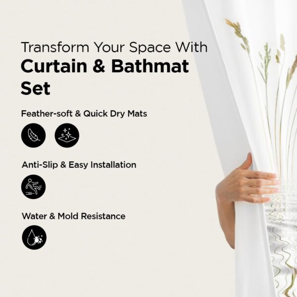 Vibrant UMAI Shower Curtain and Bathmat Set for Stylish Bathrooms - Image 2