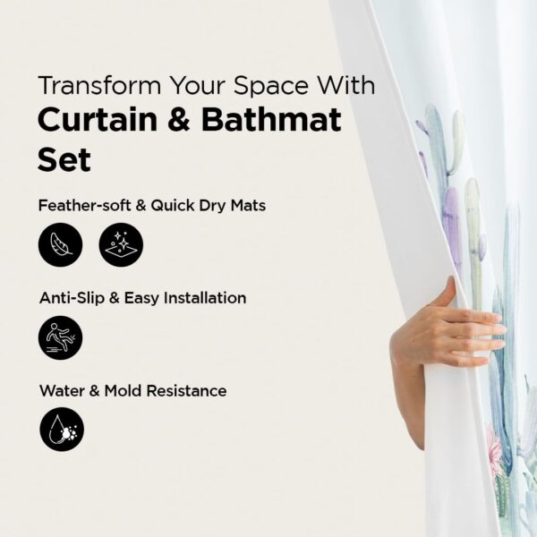 Vibrant UMAI Shower Curtain and Bathmat Set for Stylish Bathrooms - Image 2