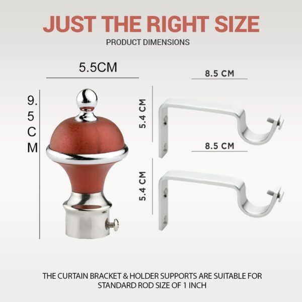 Stylish GLOXY Curtain Bracket Holder for 1 Inch Rod - Red Design Pair - Image 2
