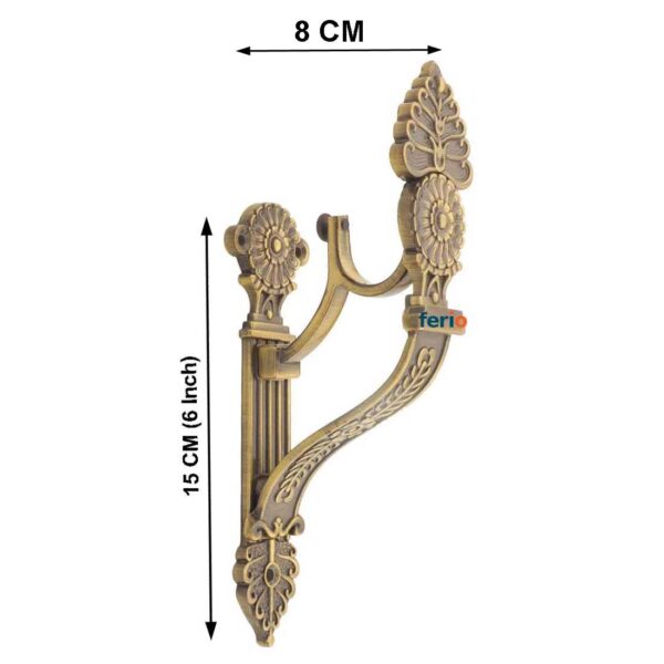 Elegant Brass Antique Curtain Brackets for 1-Inch Rods - Pack of 2 - Image 2