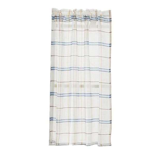 Rod Pocket Checked Linen Window Curtain Valance in Blue - 74x90cm Size - Image 6