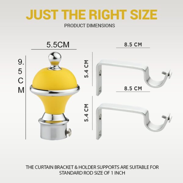 Stylish GLOXY Stainless Steel Curtain Bracket Holder for 1 Inch Rods - Image 2