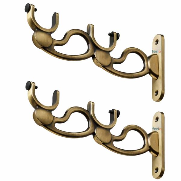 FERIO Zinc Heavy Brass Double Curtain Holders for 1 Inch Rods - Pack of 2 - Image 3