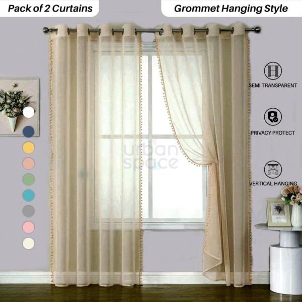 Urban Space Linen Textured Sheer Curtains for Elegant Door Decor - Image 2