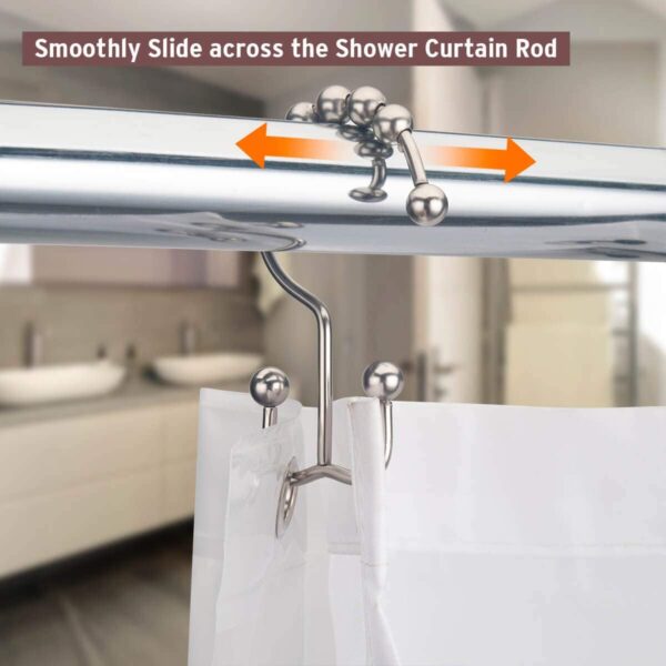 Durable Rust-Proof Shower Curtain Rings: 12 Pcs Stainless Steel Hooks - Image 3