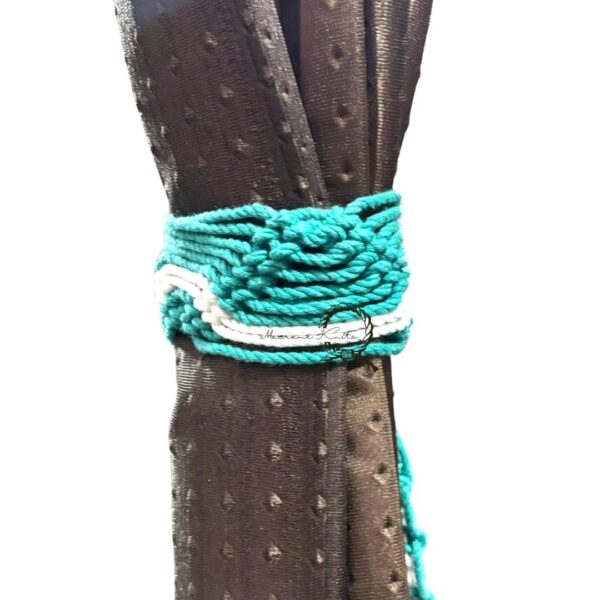 Teal Green Macrame Knot Curtain Tiebacks - 100% Cotton Set of 2 - Image 6