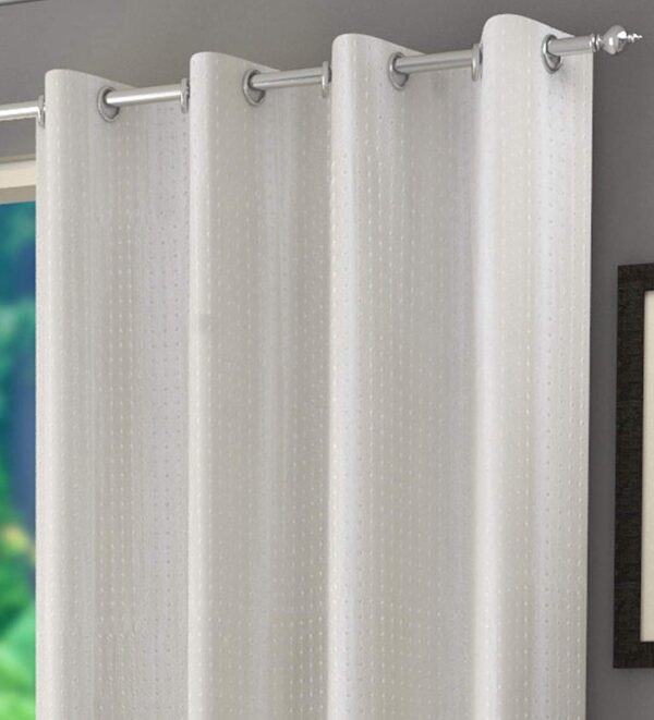 Elegant Grey & Cream 3-Piece Long Door Curtains for 8-Foot Spaces - Image 4