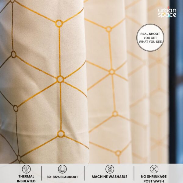 Luxurious Gold Foil Blackout Curtains for Living Room Decor - 80-85% Light Blocking - Image 3