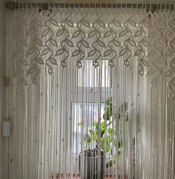 Bohemian Macrame Curtains: Eco-Friendly Large Leaf Design for Villa Decor - Image 2