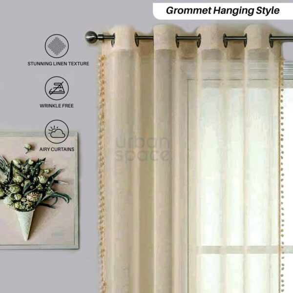 Urban Space Linen Textured Sheer Curtains for Elegant Door Decor - Image 3