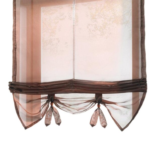 Elegant Roman Curtain Tie Up Shade for Rod Pocket Valances - Coffee 140x155cm - Image 2