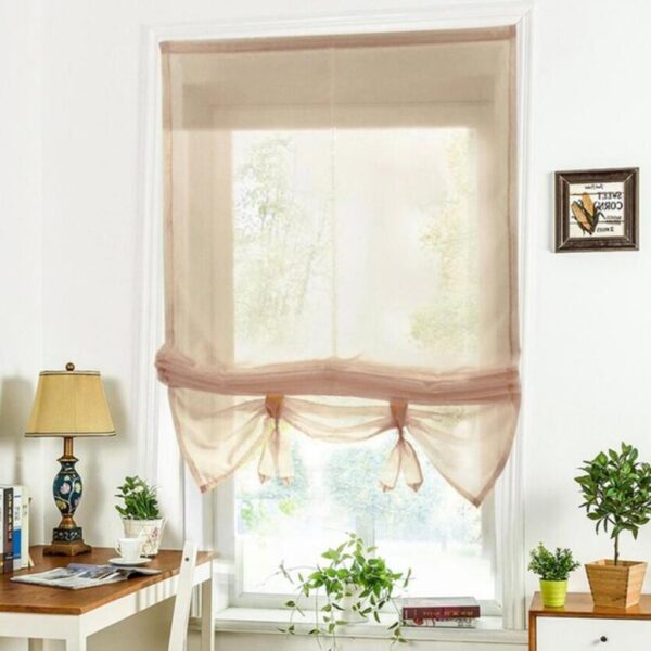 Stylish Roman Curtains: Tie Up Shade & Rod Pocket Window Valances in Wheat - Image 2