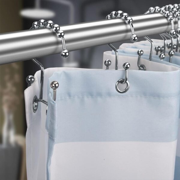 Rust Proof Shower Curtain Hooks - 12Pcs Double Glide Metal Rings in Nickel - Image 7