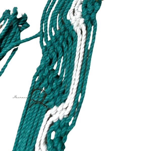 Teal Green Macrame Knot Curtain Tiebacks - 100% Cotton Set of 2 - Image 3