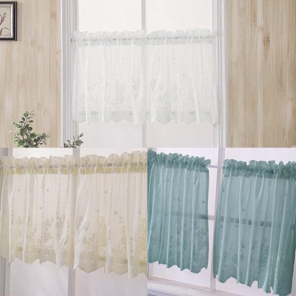 Loom Tree Blue Lace Sheer Curtain Valance for Elegant Home Decor - Image 8