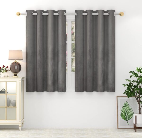 Luxurious Dark Grey Plush Velvet Curtains for Home Window and Door Decor - Image 7