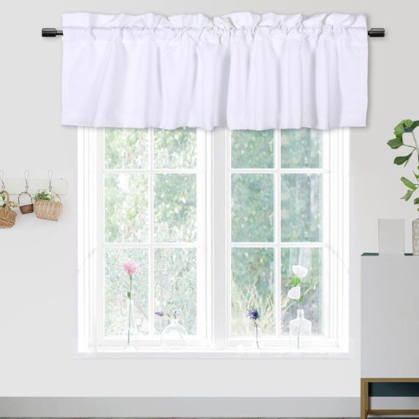 Elegant White Blackout Curtain Valances for Privacy and Style in Windows - Image 2