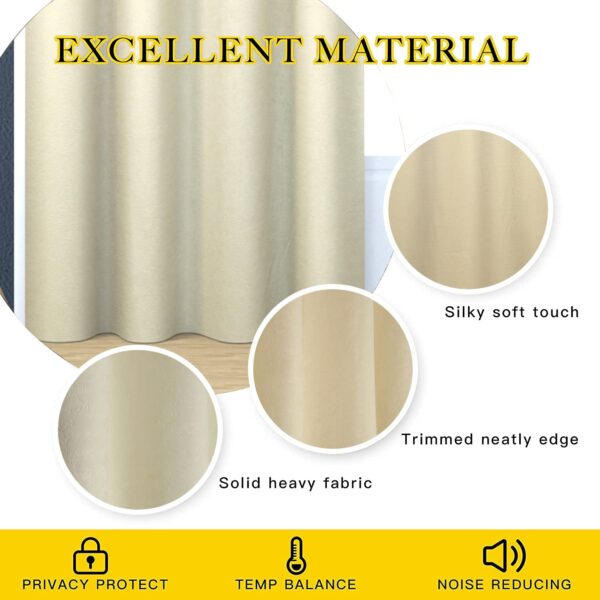 Blackout Curtains for Living Room and Bedroom | Thermal Insulated Cream Set - Image 4