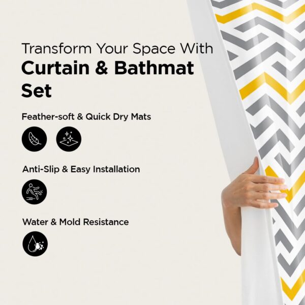 Vibrant UMAI Shower Curtain and Bathmat Set for Stylish Bathrooms - Image 2