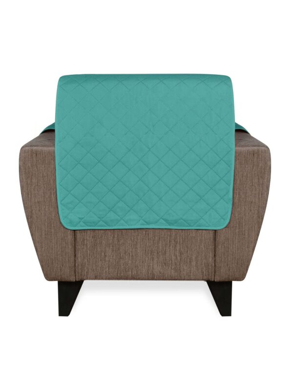 Reversible Quilted Sofa Cover - Sea Green & Indigo 1 Seater Protector - Image 5