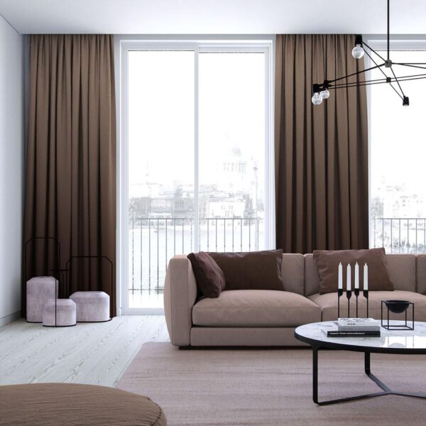 Ombre Satin Curtains: Stylish 7ft Blackout Drapes in Brown & Beige - Image 3