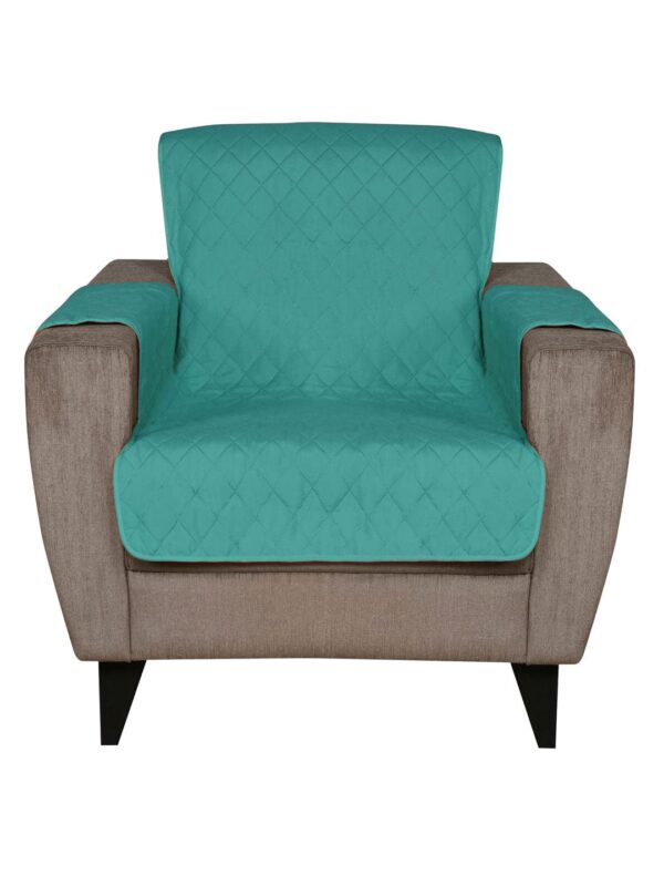 Reversible Quilted Sofa Cover - Sea Green & Indigo 1 Seater Protector - Image 4