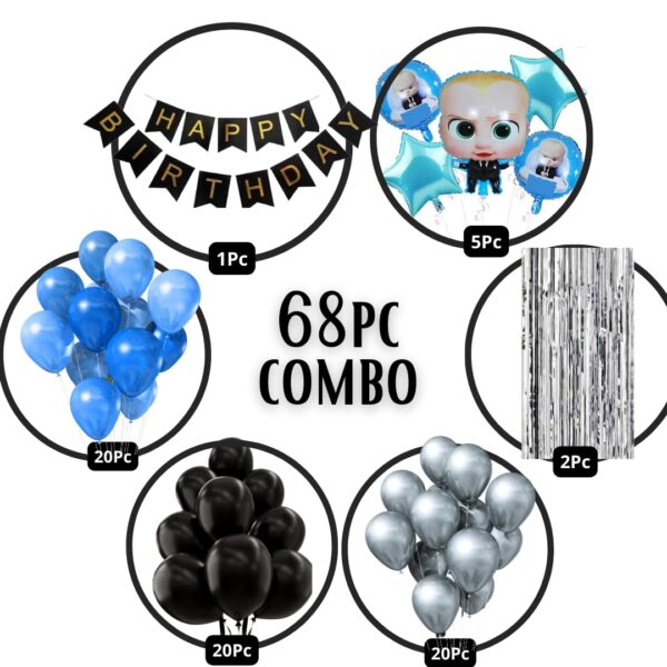 Adorable Baby Birthday Decorations Combo: 60 Balloons, Foil Set & Banner - Image 2