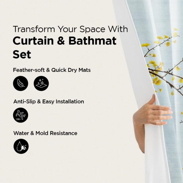 Vibrant UMAI Shower Curtain and Bathmat Set for Stylish Bathrooms - Image 2