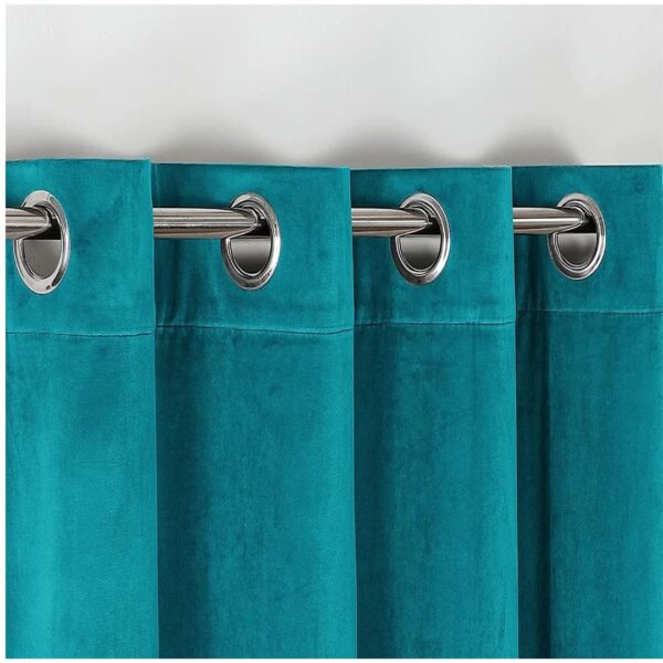 Umi Velvet Eyelet Door Curtains in Teal for Living Room and Bedroom - Image 2