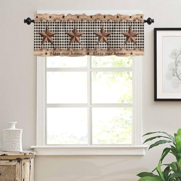 Farmhouse Black Plaid Valance for Living Room and Kitchen Window Treatments - Image 3