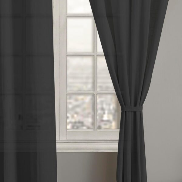 Elegant Black Cotton Linen Sheer Curtains for Stylish Home Decor and Privacy - Image 4