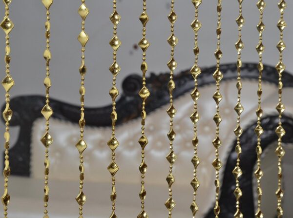 PINDIA Sparkling Golden Bead Curtain for Stylish Home Decor (7 Feet) - Image 2