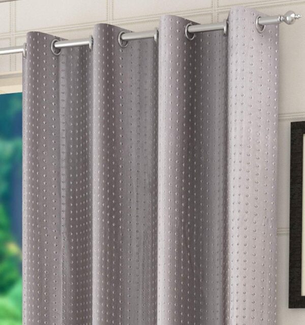 Elegant Grey & Cream 3-Piece Long Door Curtains for 8-Foot Spaces - Image 3