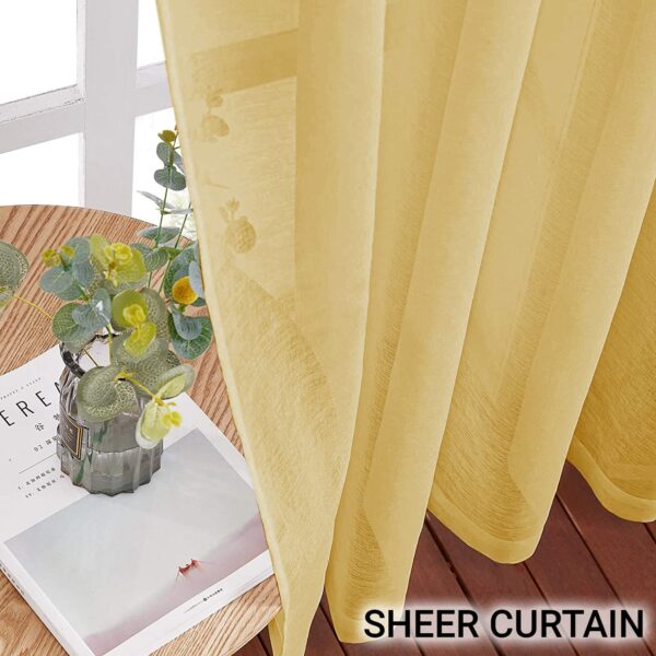 Lemon Cotton Sheer Door Curtains Set of 2 - 9 Feet Long Grommet Design - Image 2