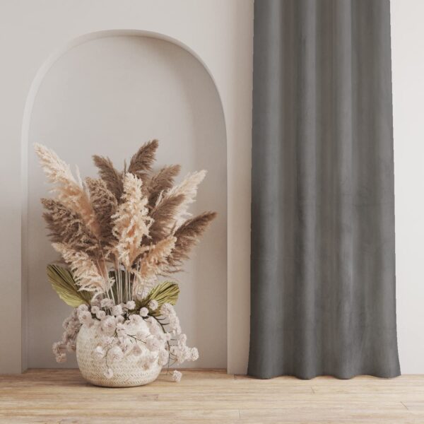 Luxurious Dark Grey Plush Velvet Curtains for Home Window and Door Decor - Image 4