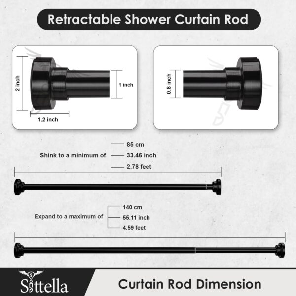 Extendable Shower Curtain Tension Rod: Non-Drilling, Anti-Skid, Stainless Steel - Image 2