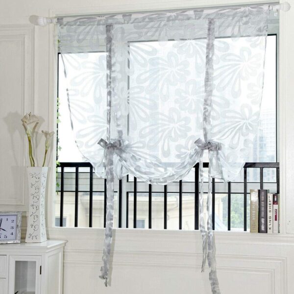 Elegant Floral Roman Curtain Sheer Balloon Shade for Kitchen and Bedroom - Image 2