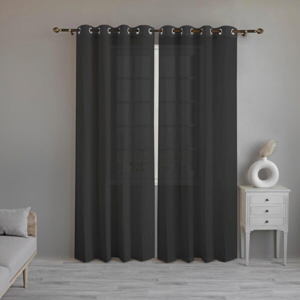 Elegant Black Cotton Linen Sheer Curtains for Stylish Home Decor and Privacy - Image 2