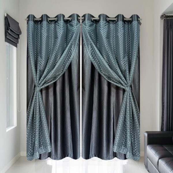 Woven Wonder 2-in-1 Double Curtains: Stylish 80% Blackout for Any Room - Image 3