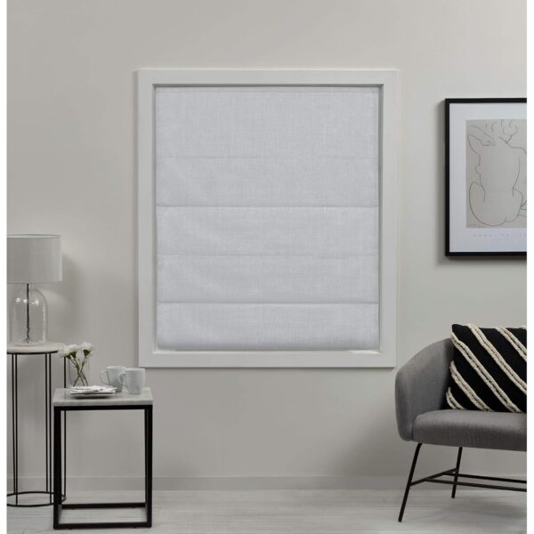 Total Blackout Roman Shades: Exclusive Home Curtains Acadia in White, 34x64 - Image 2