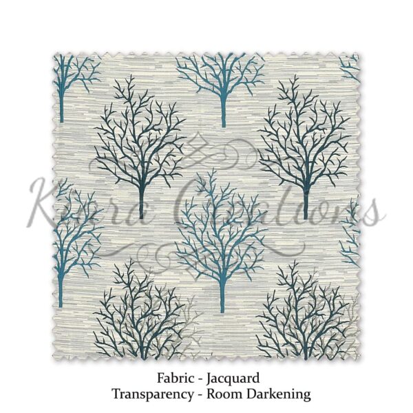 Aqua Jacquard Jute Blackout Curtains for 9-Foot Long Doors - Kiara Creations - Image 3