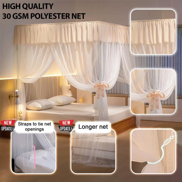 ABJA Queen Size Mosquito Net with 4 Posters for Bed Protection - Image 2