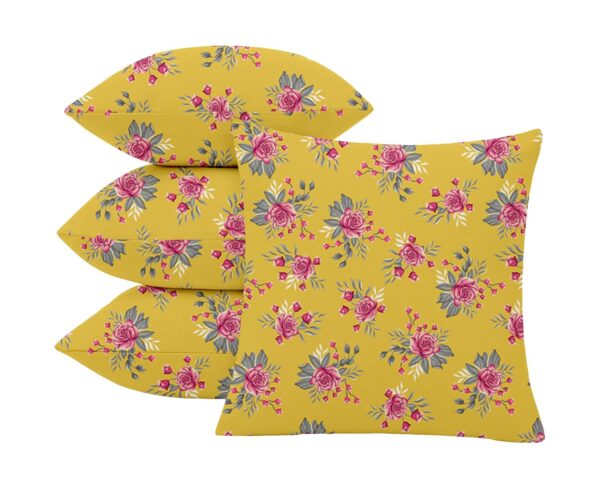 Boho Yellow Flower Cushion Covers - Stylish 16x16 Inch Throw Pillows Pack - Image 2