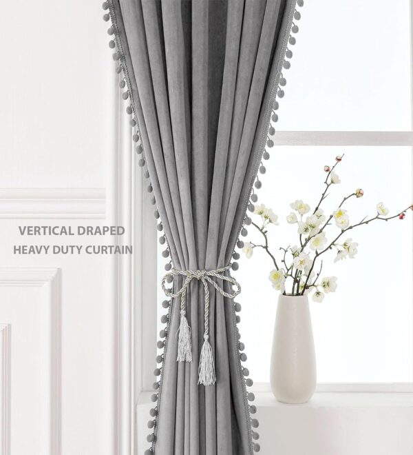 Elegant Velvet Curtains with Tiebacks for Stylish Windows - 4x4 Feet Pack - Image 2