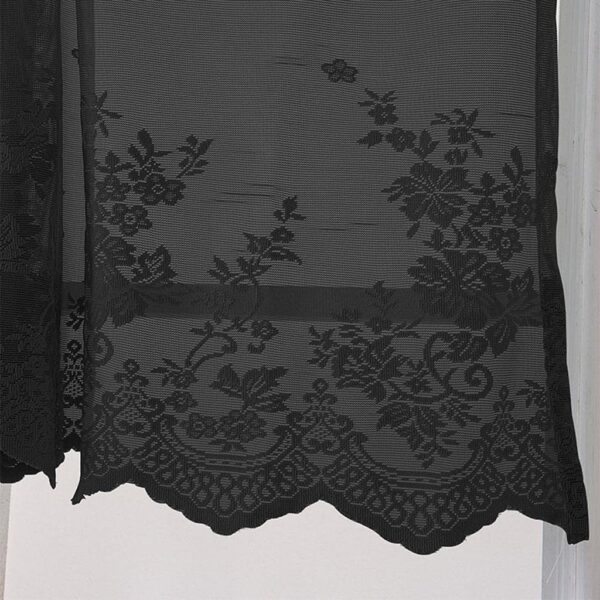 Elegant Benix Embroidered Black Window Voile Sheer Curtain Valance for Home Decor - Image 6